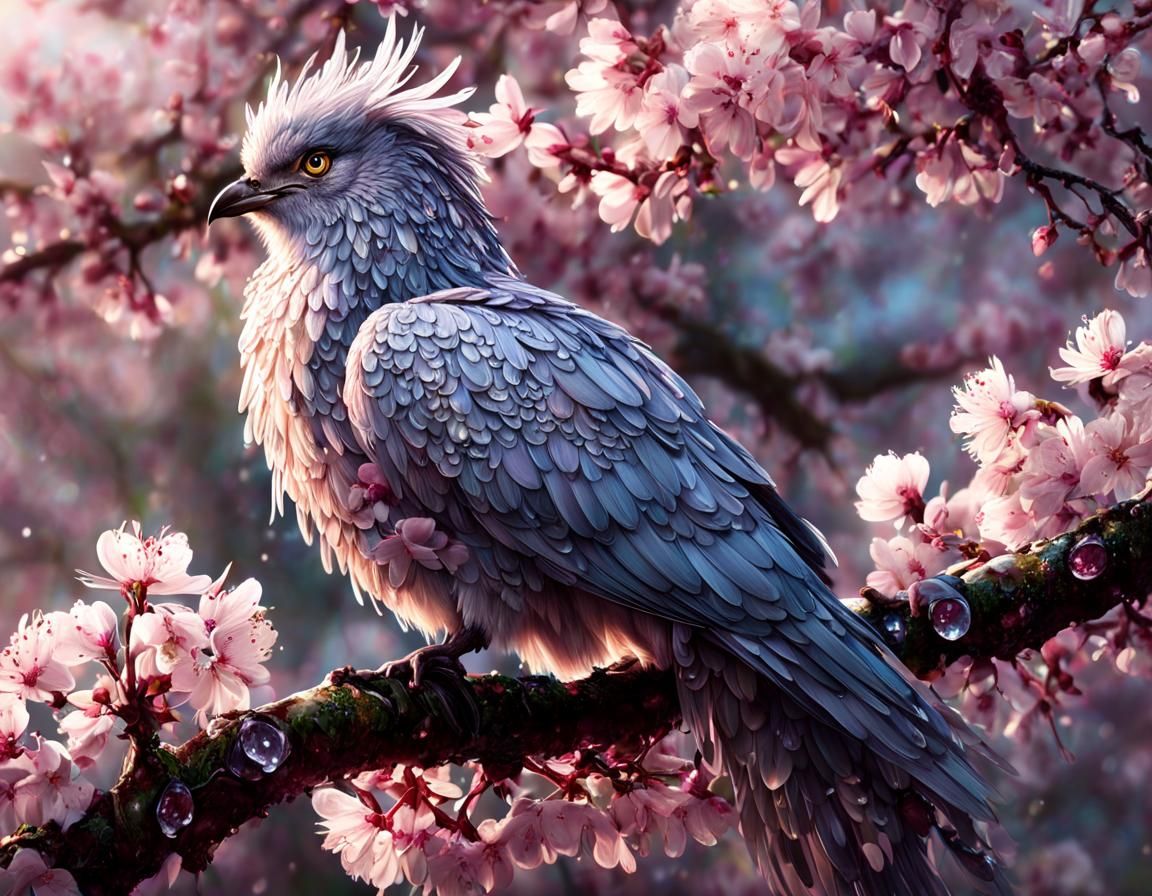 Hippogriff with Dew Drops on Cherry Blossoms