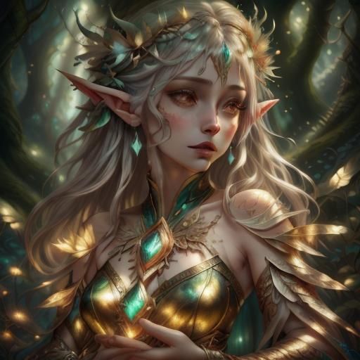 Enchanting Elf Portrait in Forest Sunlight