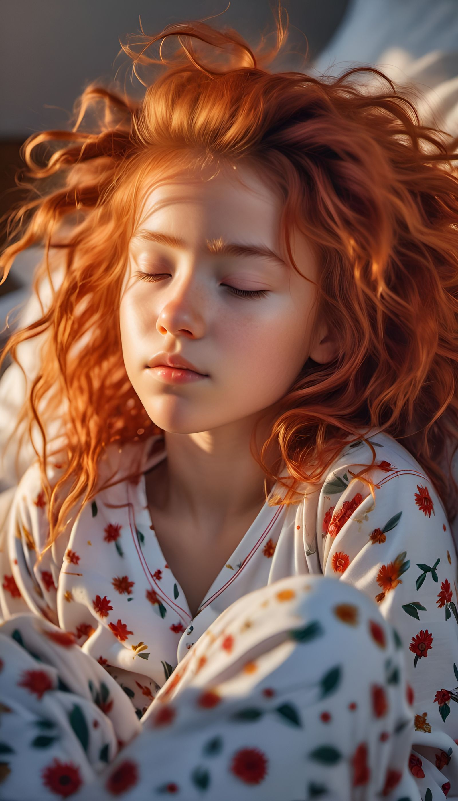 Adorable Redhead Girl in Morning Light: 8K Portrait