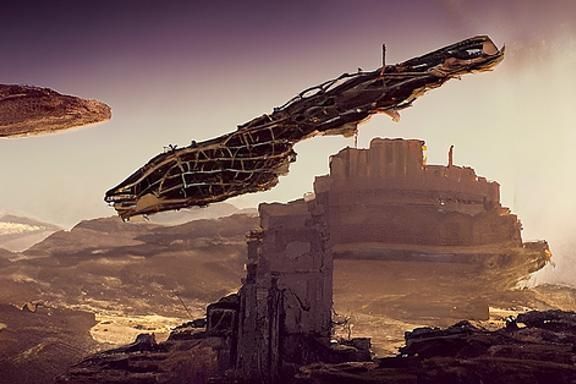 Surreal Sci-Fi Landscape with Glowing Flora