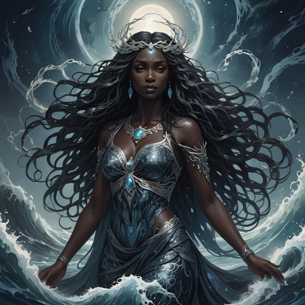 Ethereal Sea Goddess in Dark Waters