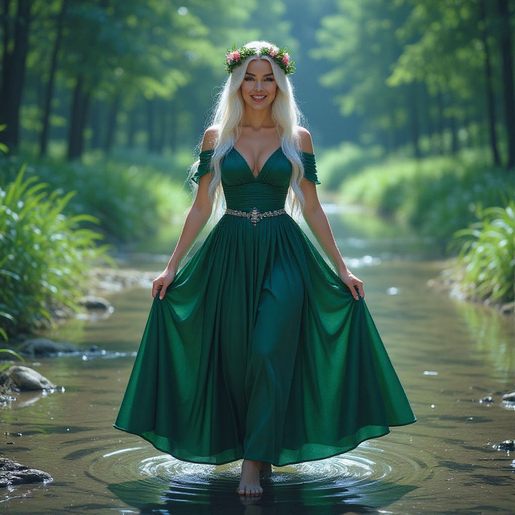 Enchantress with Floral Crown in Fantasy Concept Art