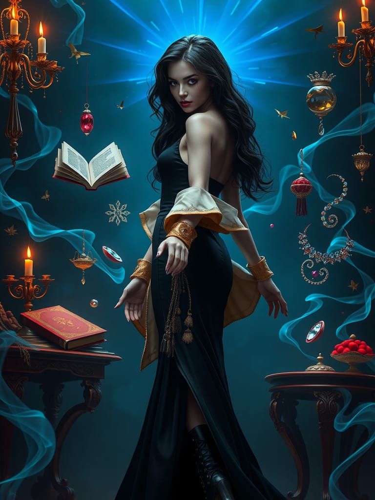 Ethereal Vampire Goddess in Velvet and Shadow