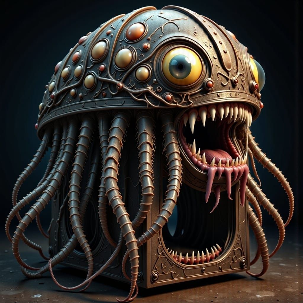 Dark Fantasy Treasure Chest Monster with Intricate Carvings ...