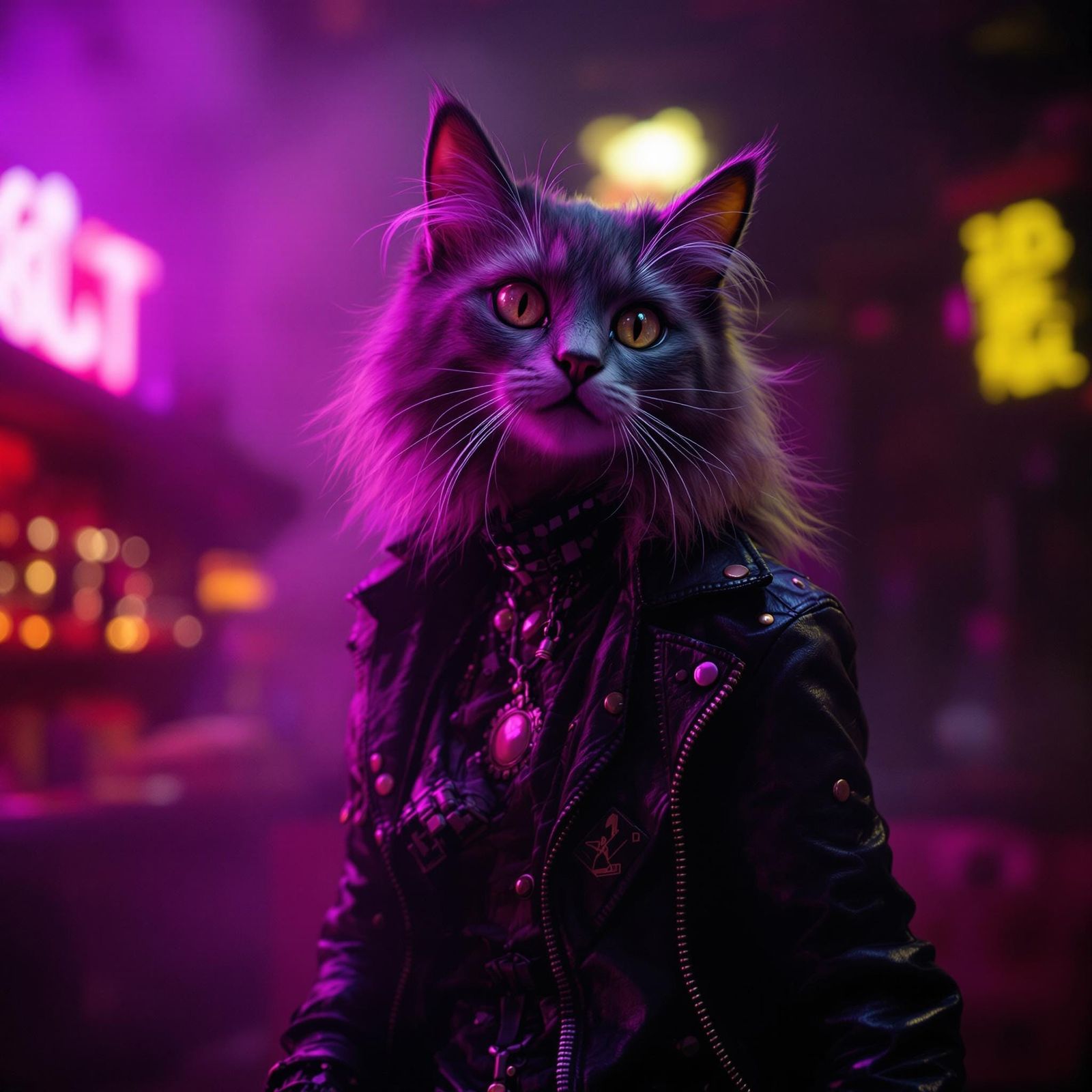 Punk Rock Cat in Smoky Nightclub