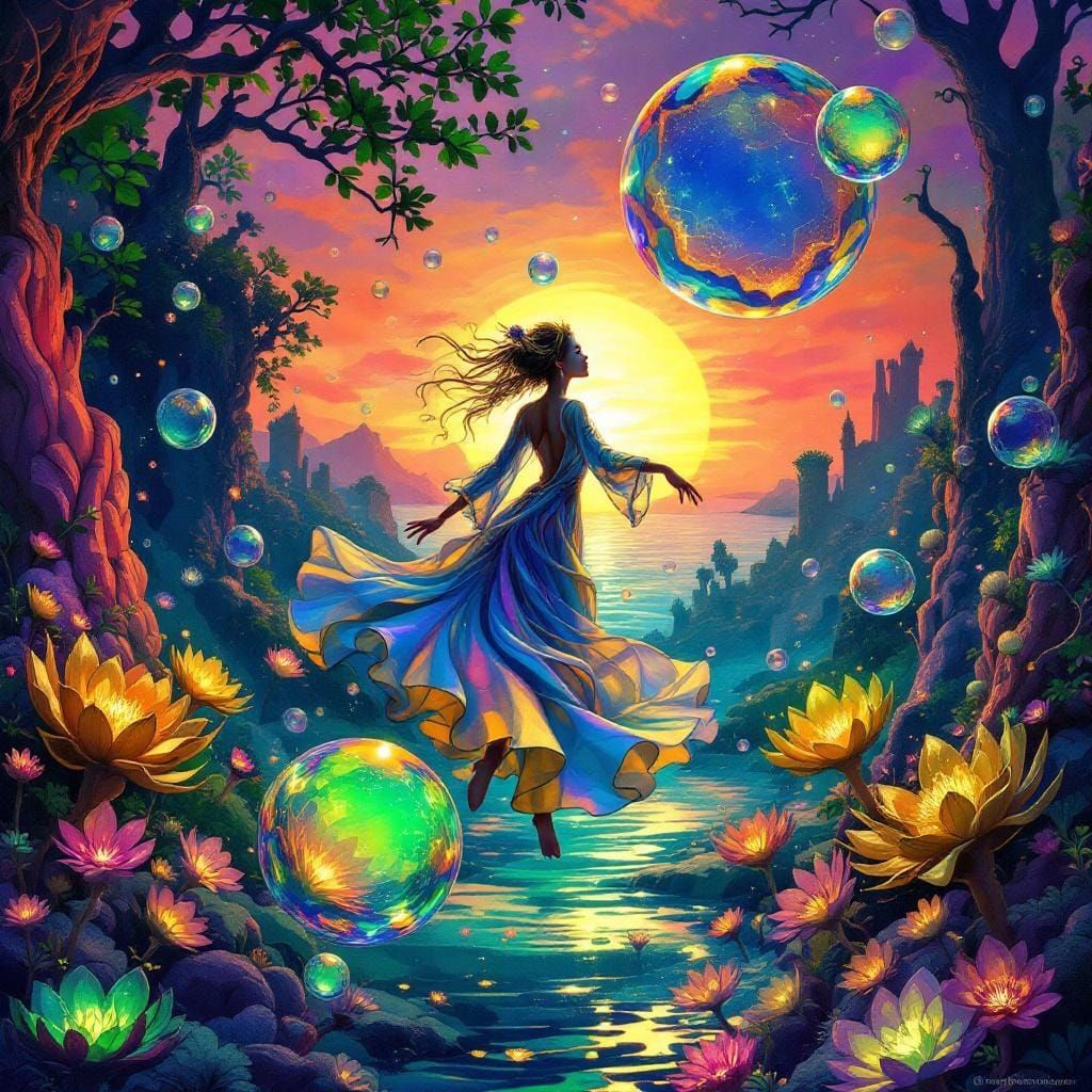 Sprite Dancing in Psychedelic Dreamscape