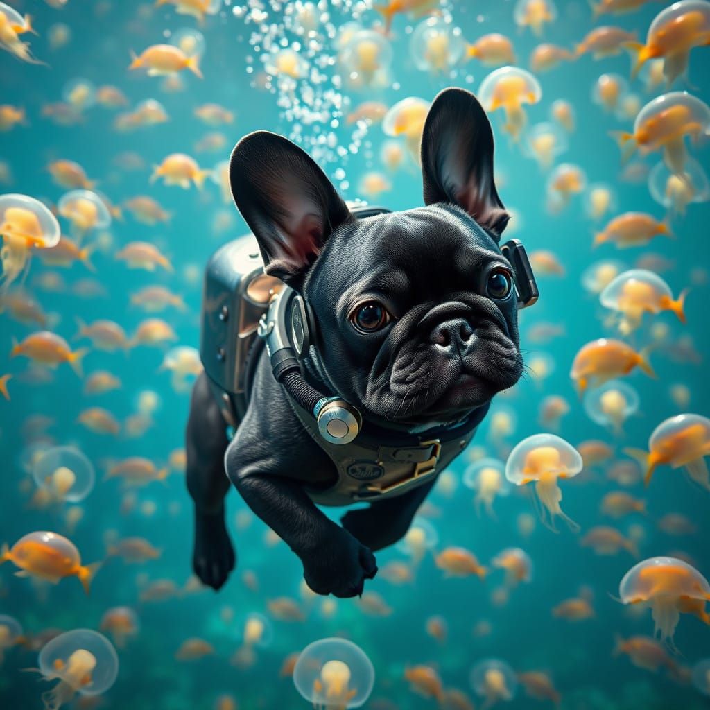 Majestic Frenchie in Hyper-Realistic Digital Painting