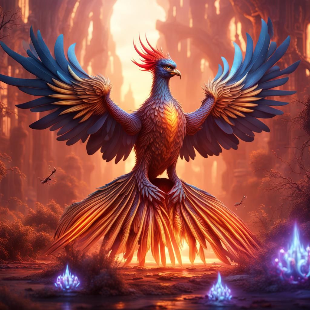 Enchanted Nanobot Phoenix: Fantasy Concept Art