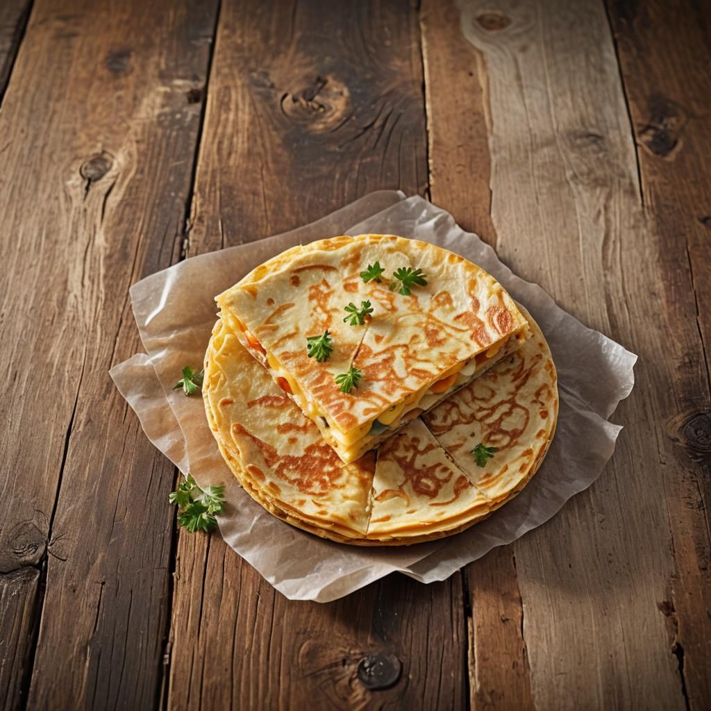 Golden Brown Tortilla de Patatas in Hyperrealistic Photo