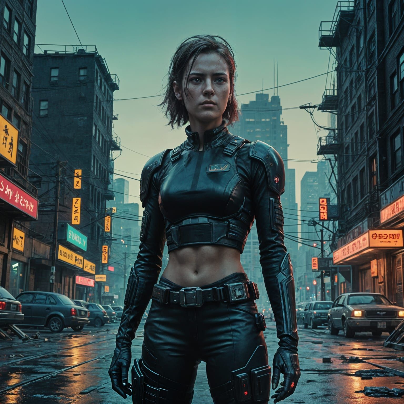 Cyberpunk Goddess in Sweaty Splendor