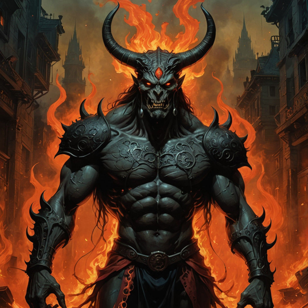 Fiery Demon Demands Payment in Blazing Inferno