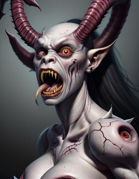 Monster Woman Portrait in John Blanche Style