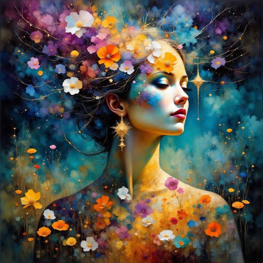 Mystic Landscape with Liquid Ink Flux