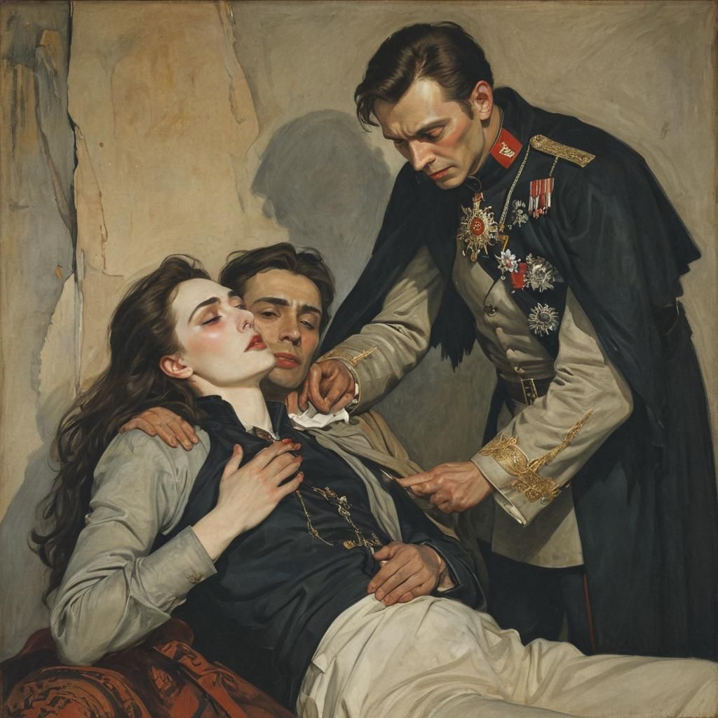 Commander Comforts Vampire: Evocative Portrait