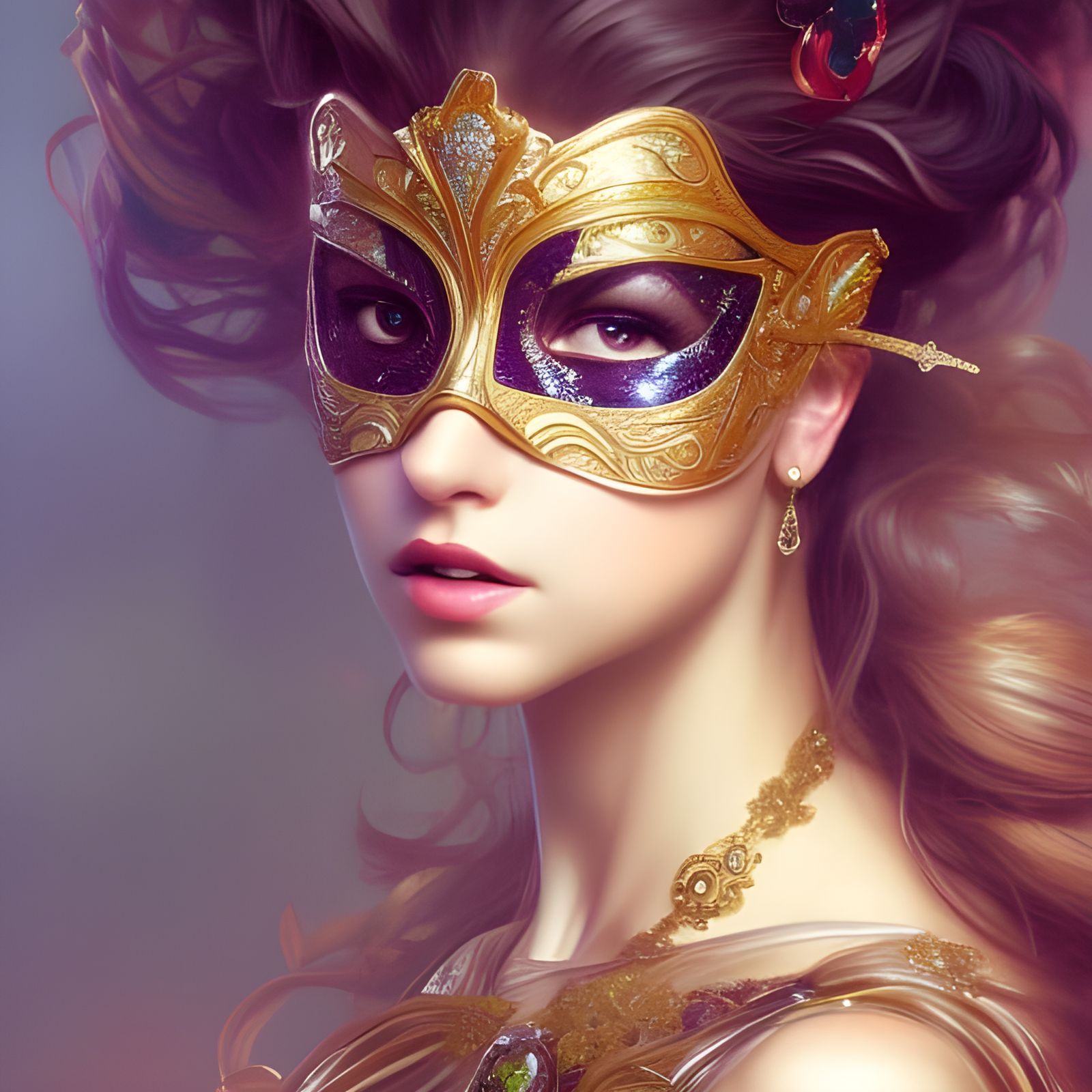 Masquerade Queen Portrait in Hyperrealistic Fantasy Art