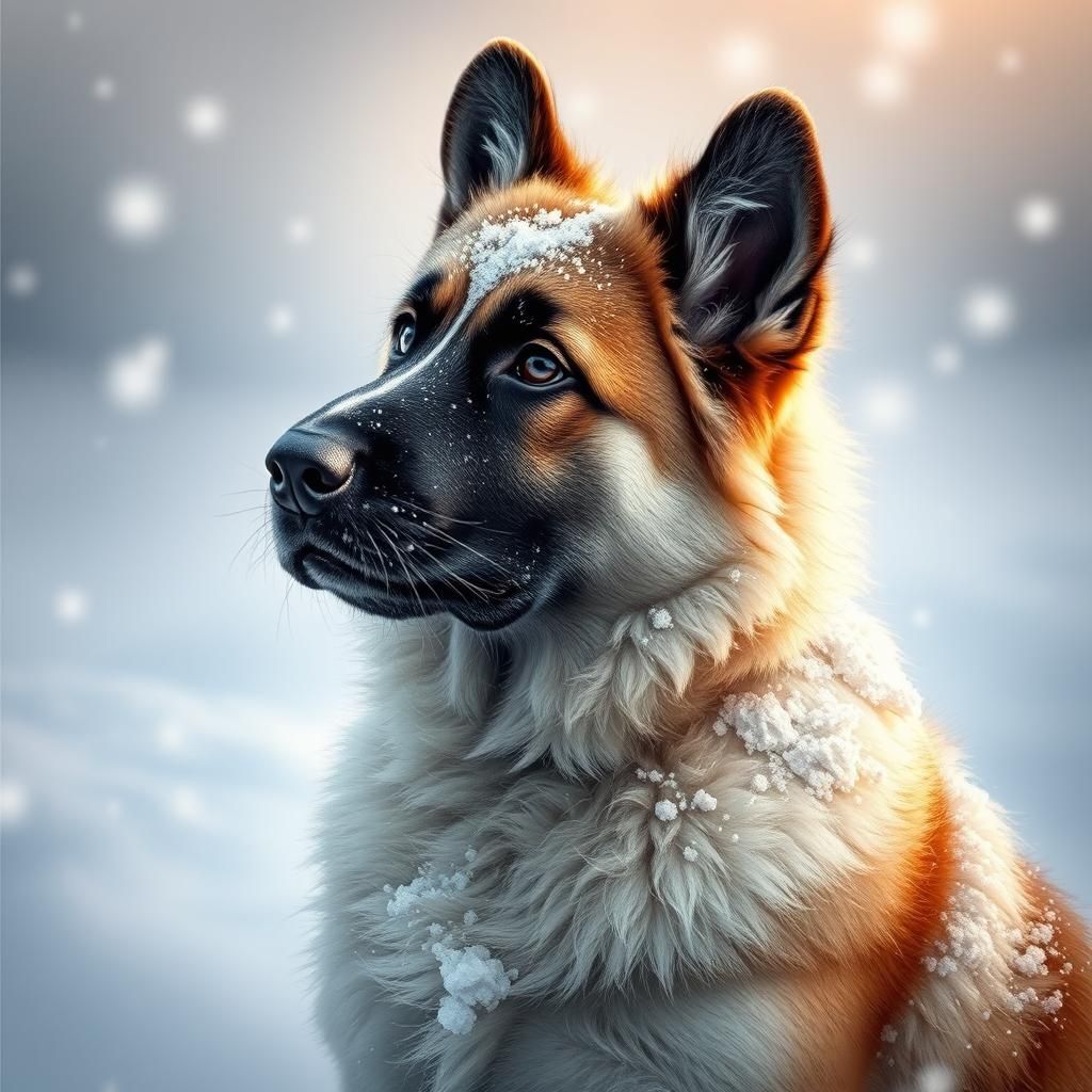 Anatolian Shepherd Puppy in Snow, Splash Art