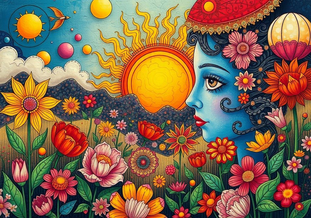 Neoplastic Dreamscape: A Sunlit Abstract Wonderland