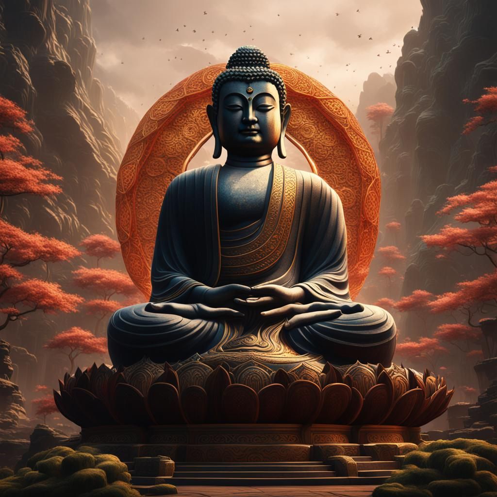 Detailed Matte Painting of The Buddha