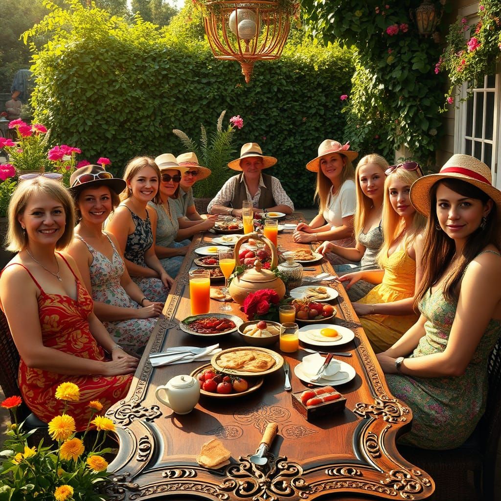 Hyperrealistic Breakfast Scene in Summer Sunlight
