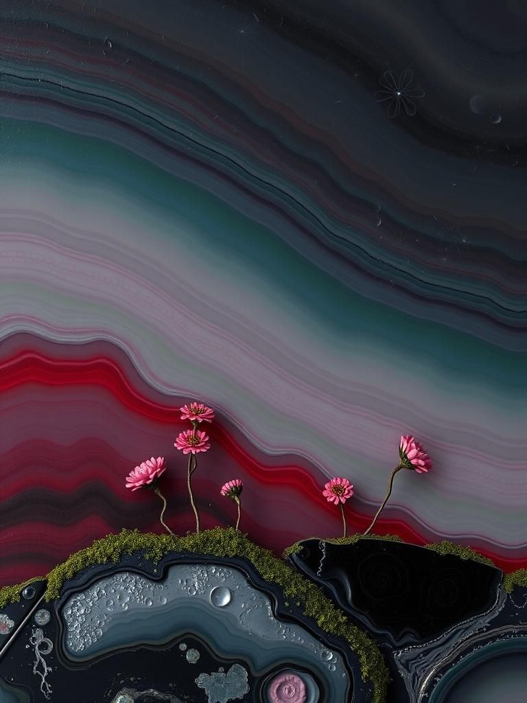 Surreal Myrtle Spurge with Cloisonné Background