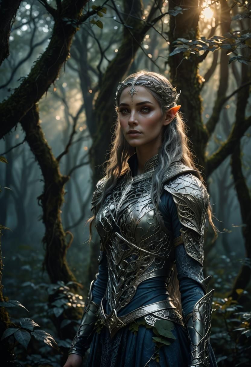 Elven Woman's Face in Dark Fantasy Style