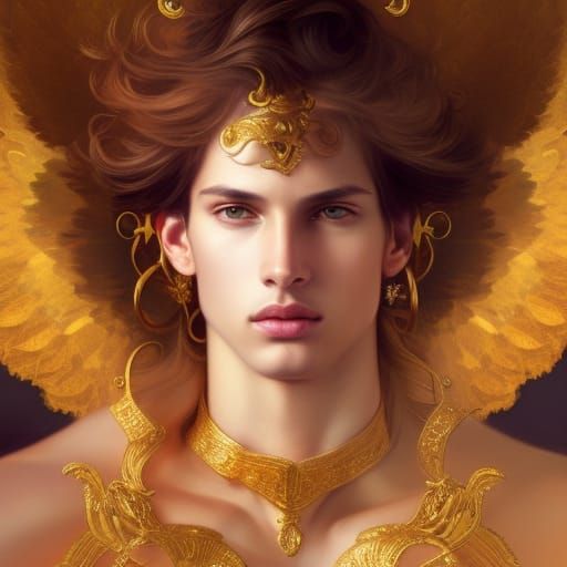 Angelic Male Model Portrait in Heaven