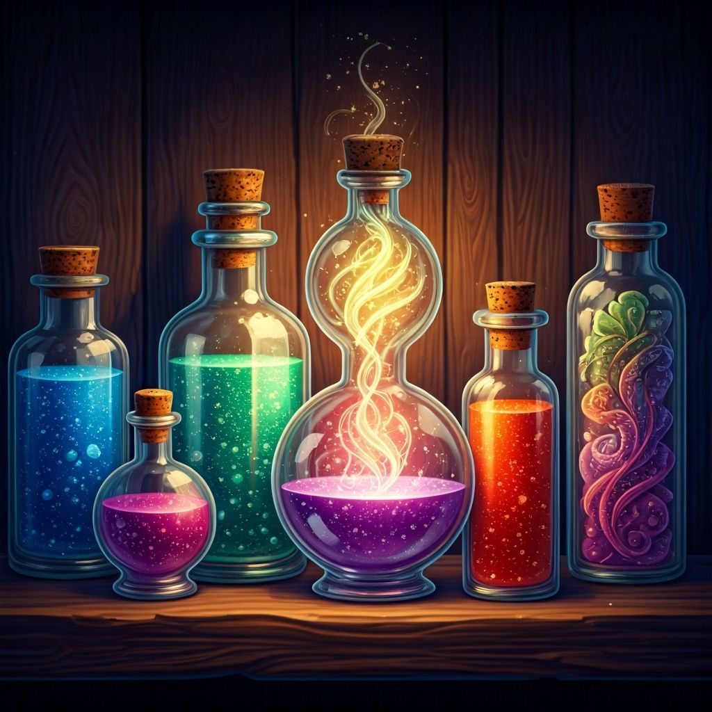 Sparkling Potions Revealing Secrets as Digital Painting