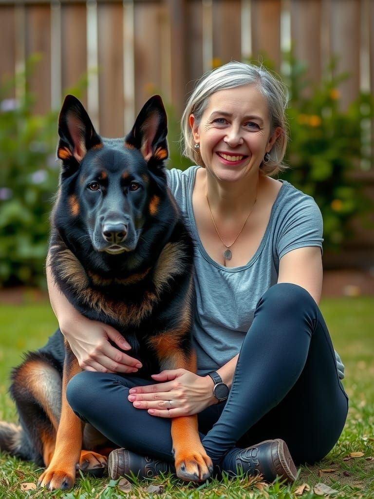 Woman with German Shepherd Portrait Photography