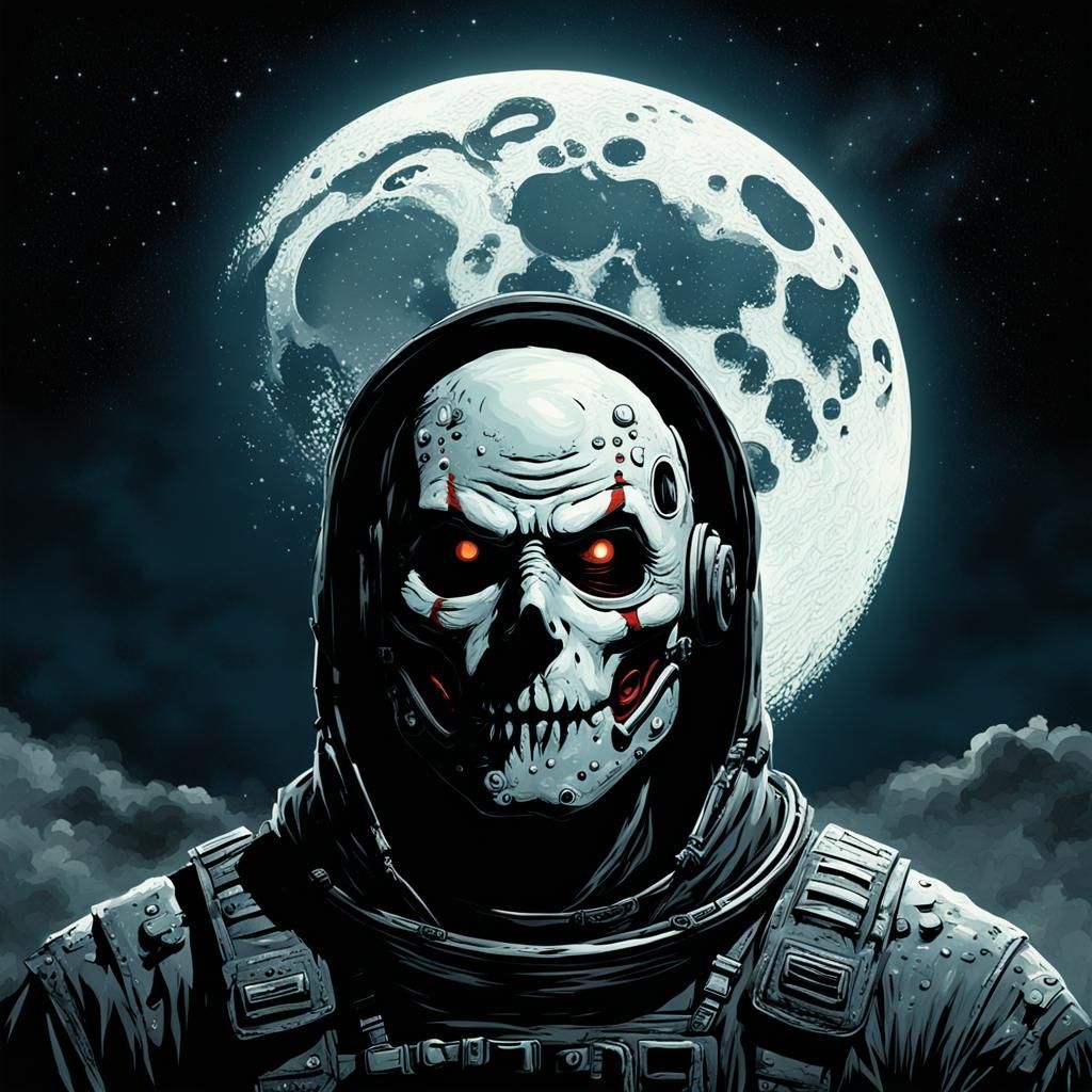Sinister Face Before the Moon in Dark Fantasy Style