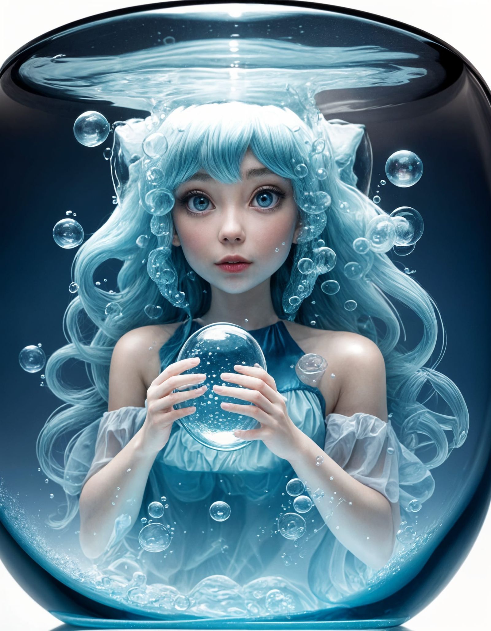 Ethereal Liquid Queen with Bubbly Hair