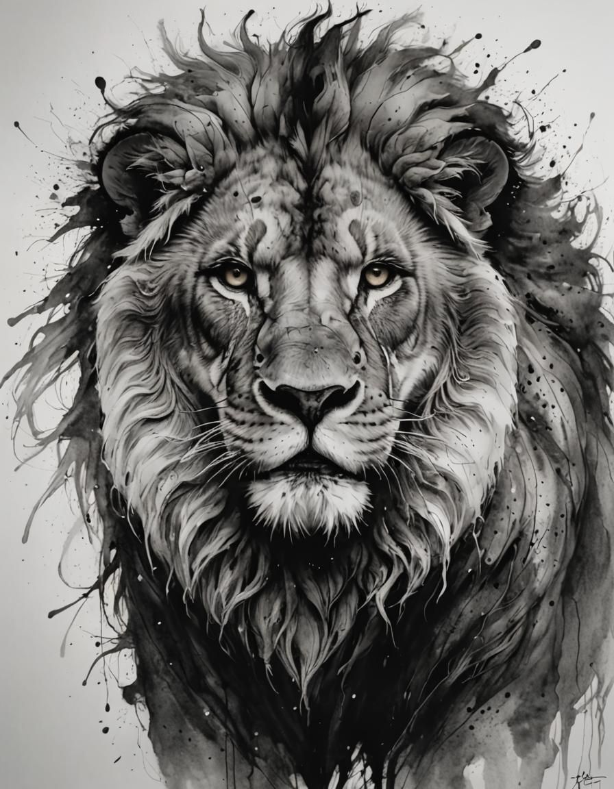 Lion Heart: Modern Ink Action Painting in Blender