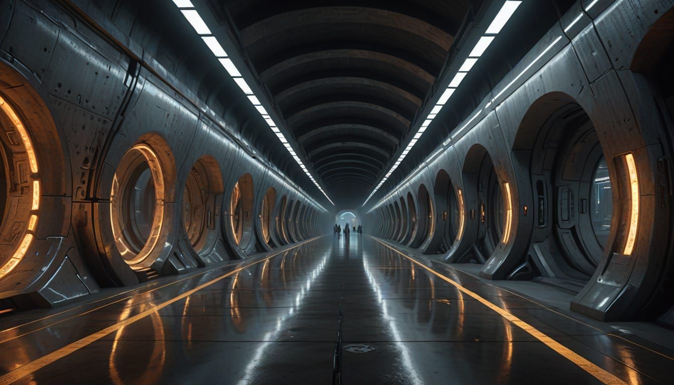 Futuristic City Underground Highways in Hyper-Realistic Styl...