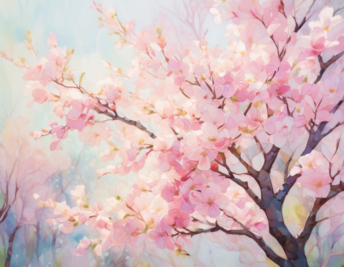 Impressionist Stained Glass Spring Florals