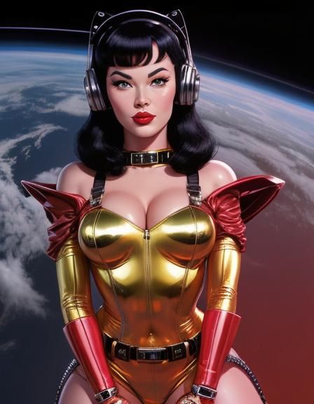 Retro Space Pinup in Good Girl Art Style