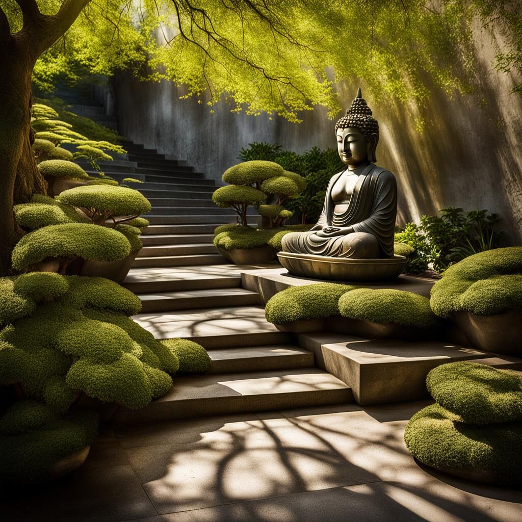 Renaissance Buddha Statue on Forest Path