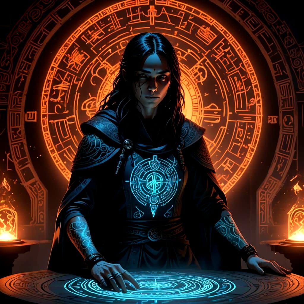 Ceremony with Glowing Runes