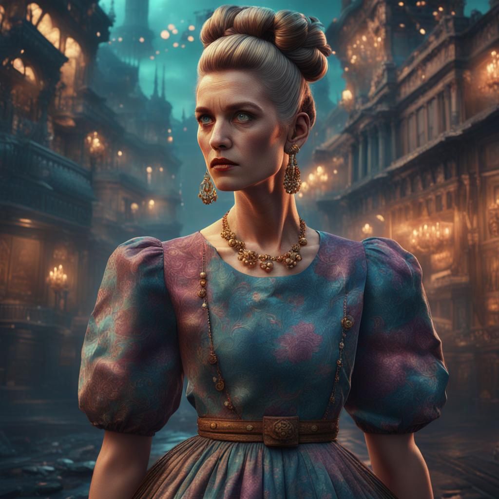 80's Woman in Detailed Matte Painting Style