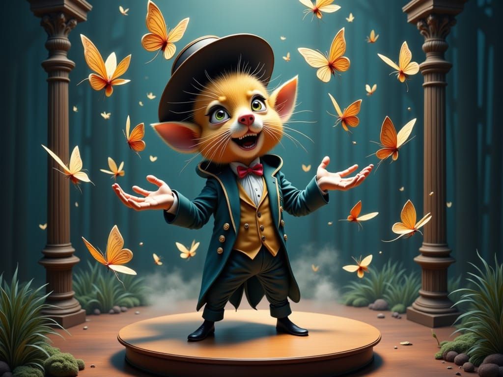 Whimsical Conductor Orchestrates Butterfly Symphony