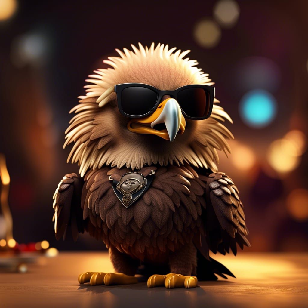 Cartoon Eagle in Fur Coat at Rich Club