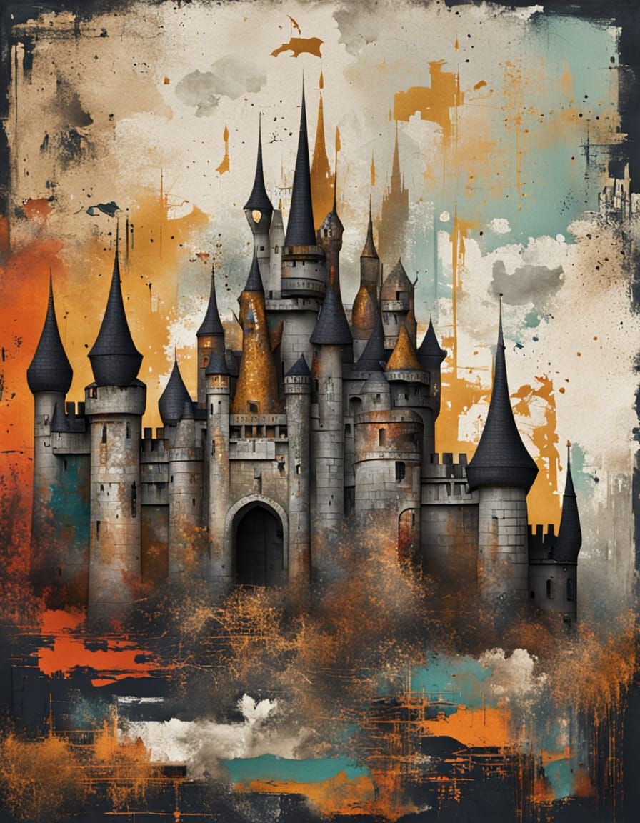 Fairytale Castle in Distressed Tactile Abstraction