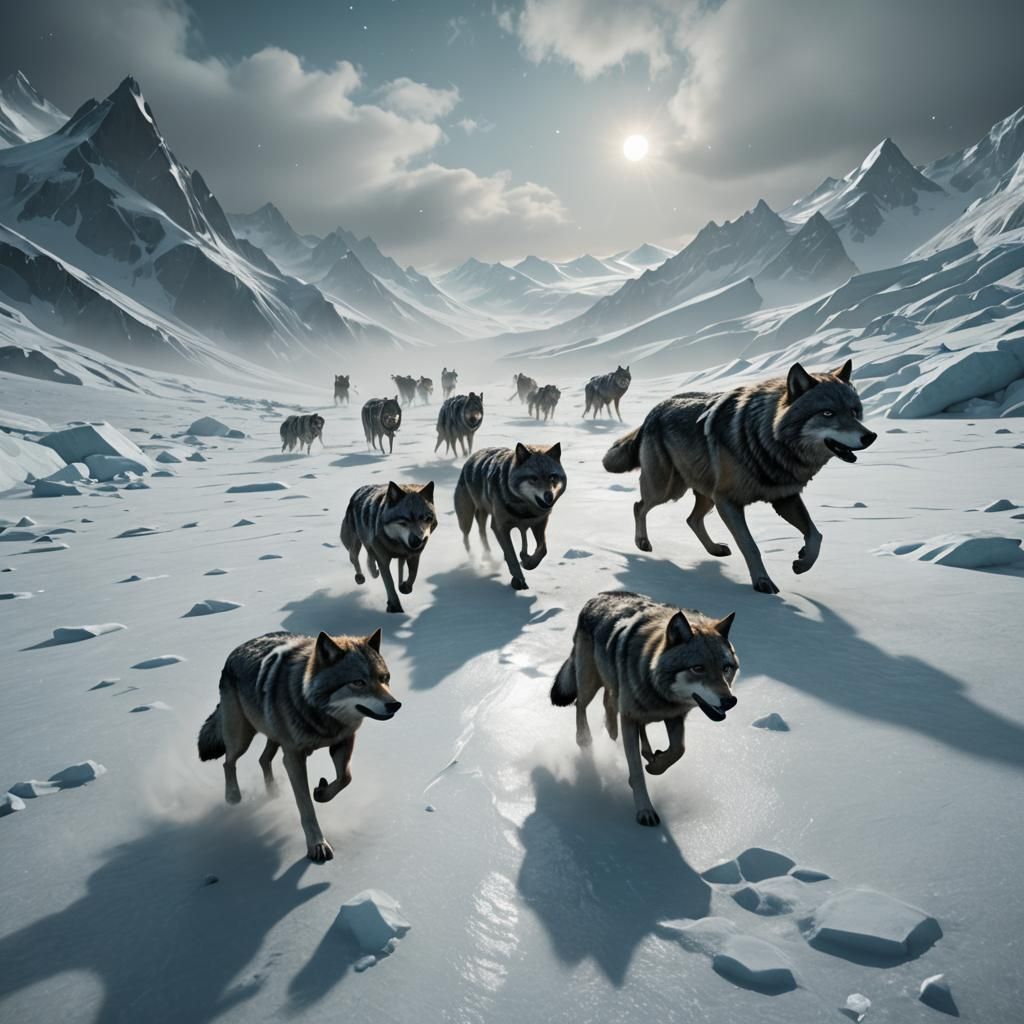 Glacial Pursuit: Man Hunted by Wolves