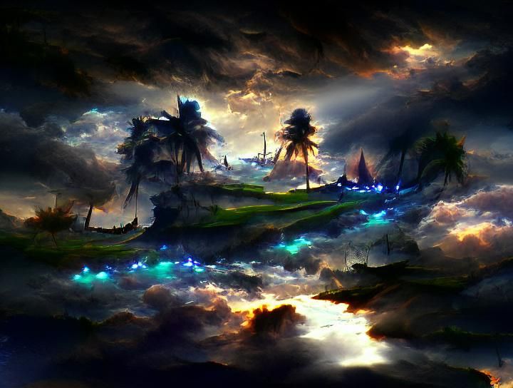 Epic Avalon Landscape with Volumetric Lighting