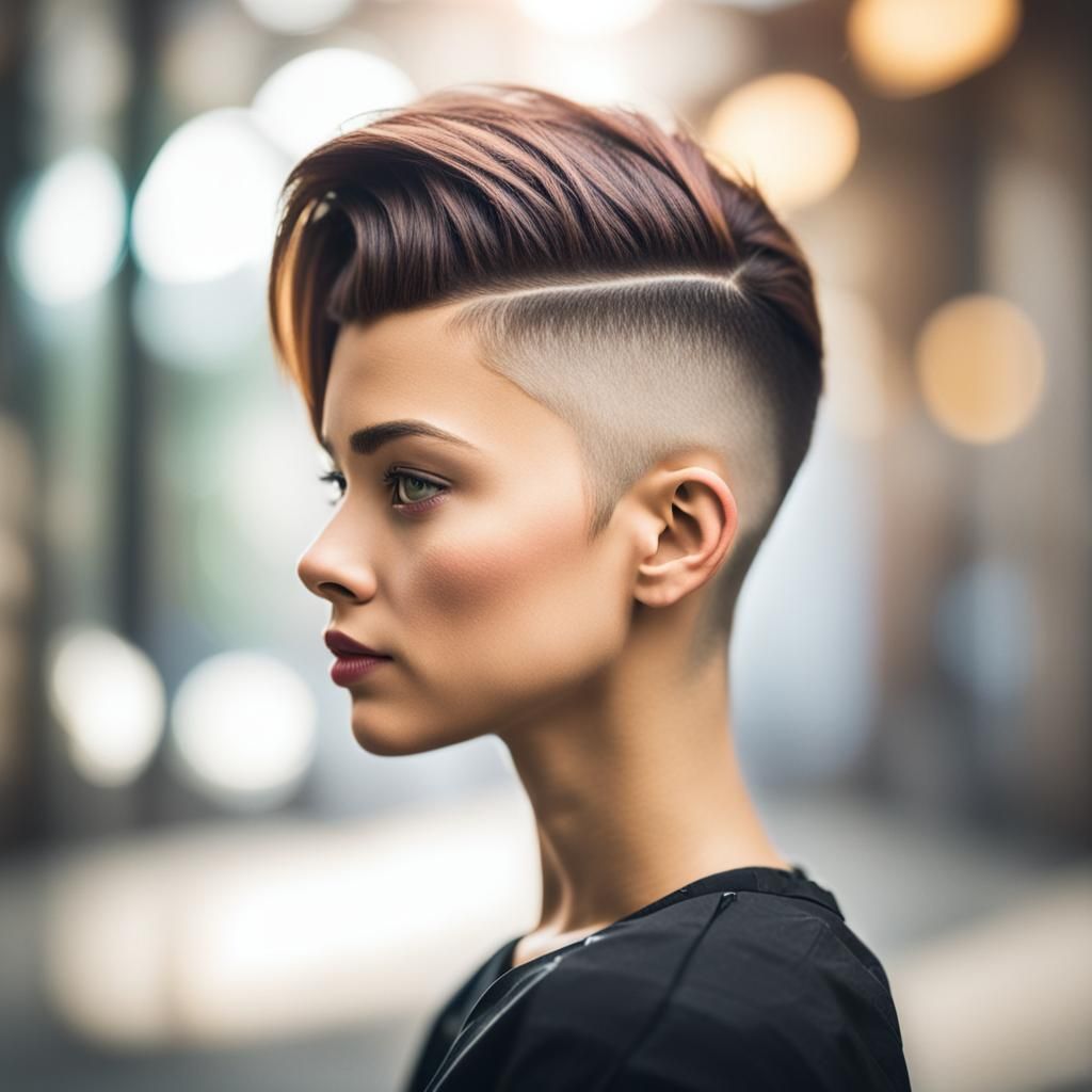 Young Woman with Undercut Hairstyle Portrait
