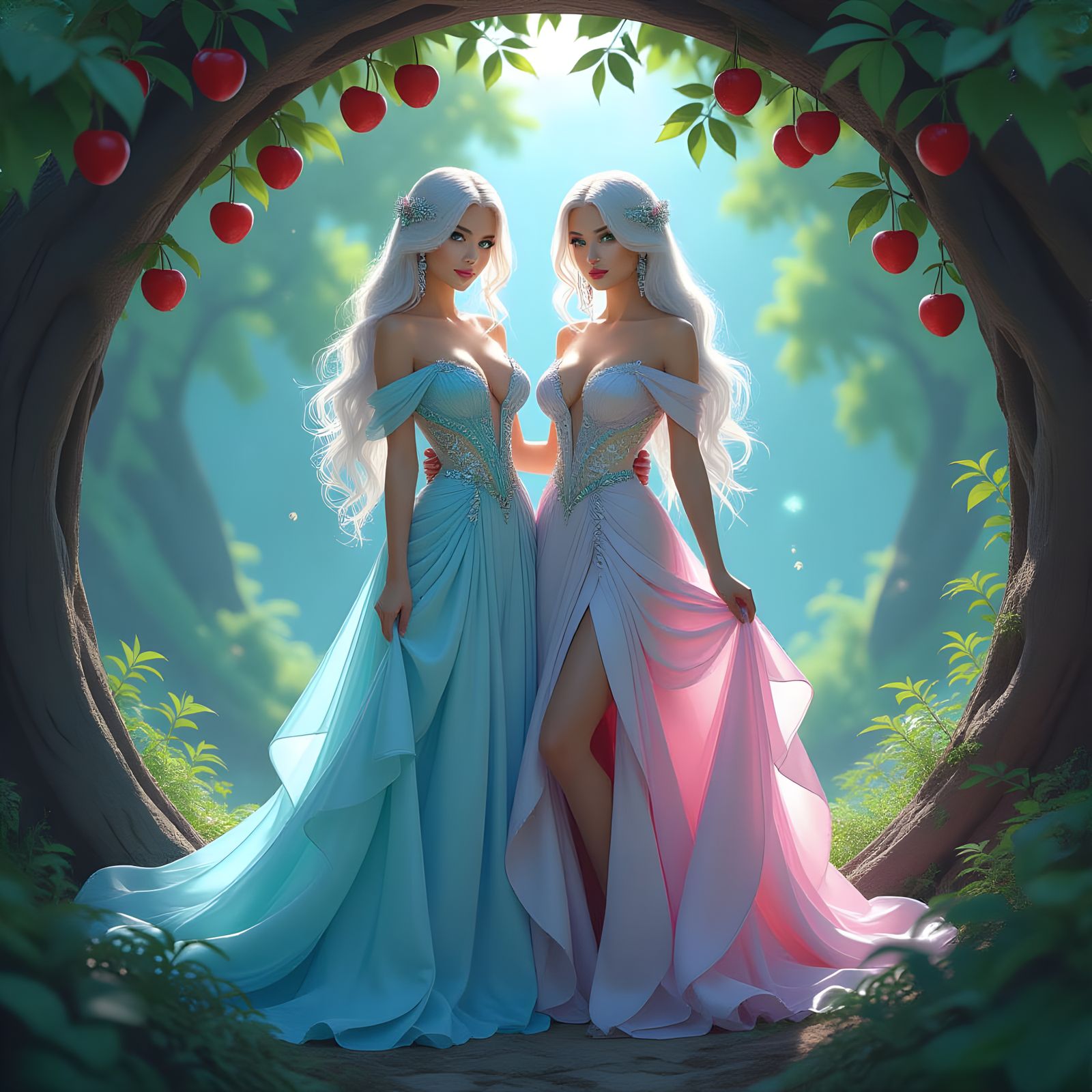 Rainbow Gowns in Grotto: Fantasy Photoshoot