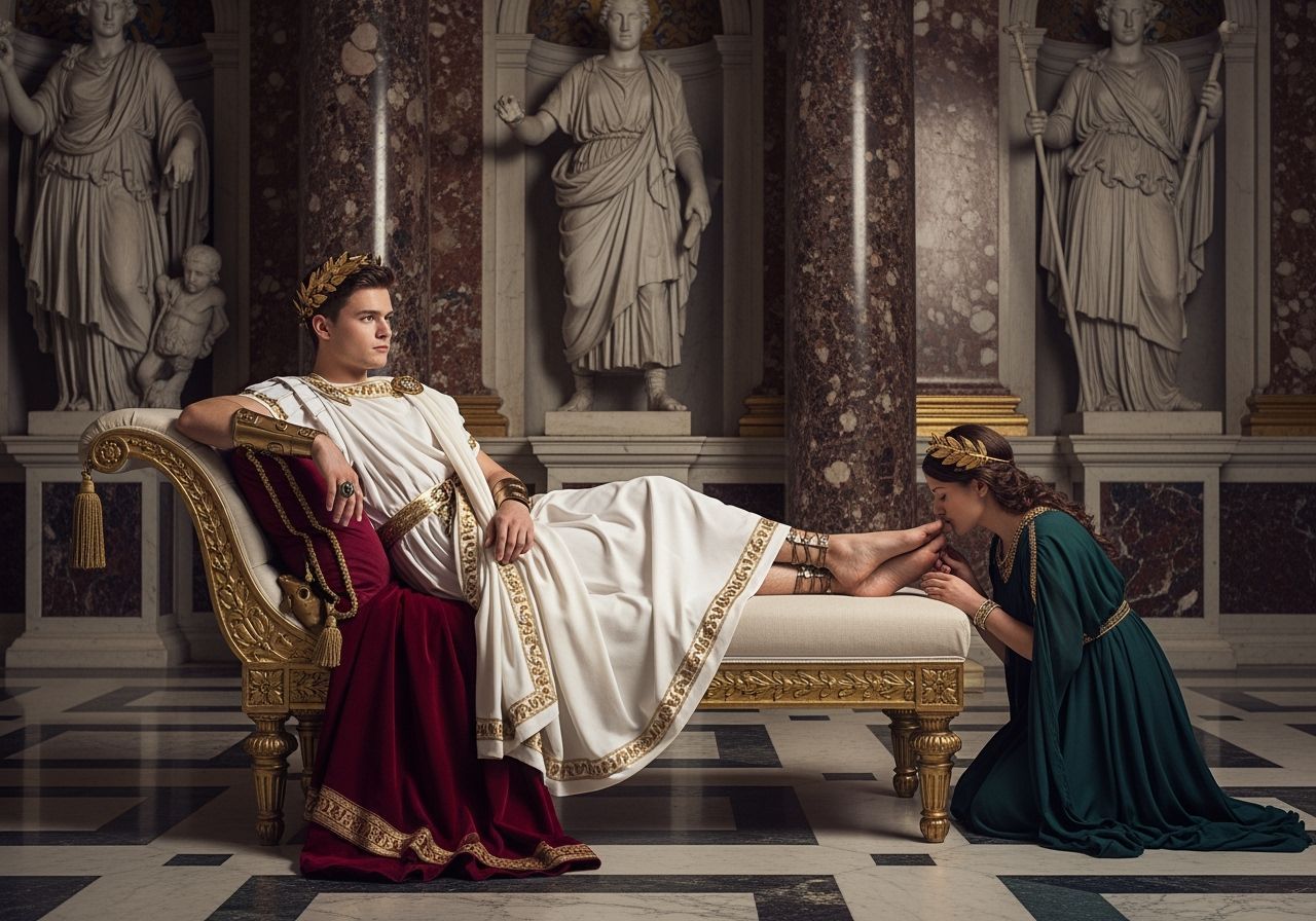 Roman Emperor Lounging in Palace, Artistic Photography