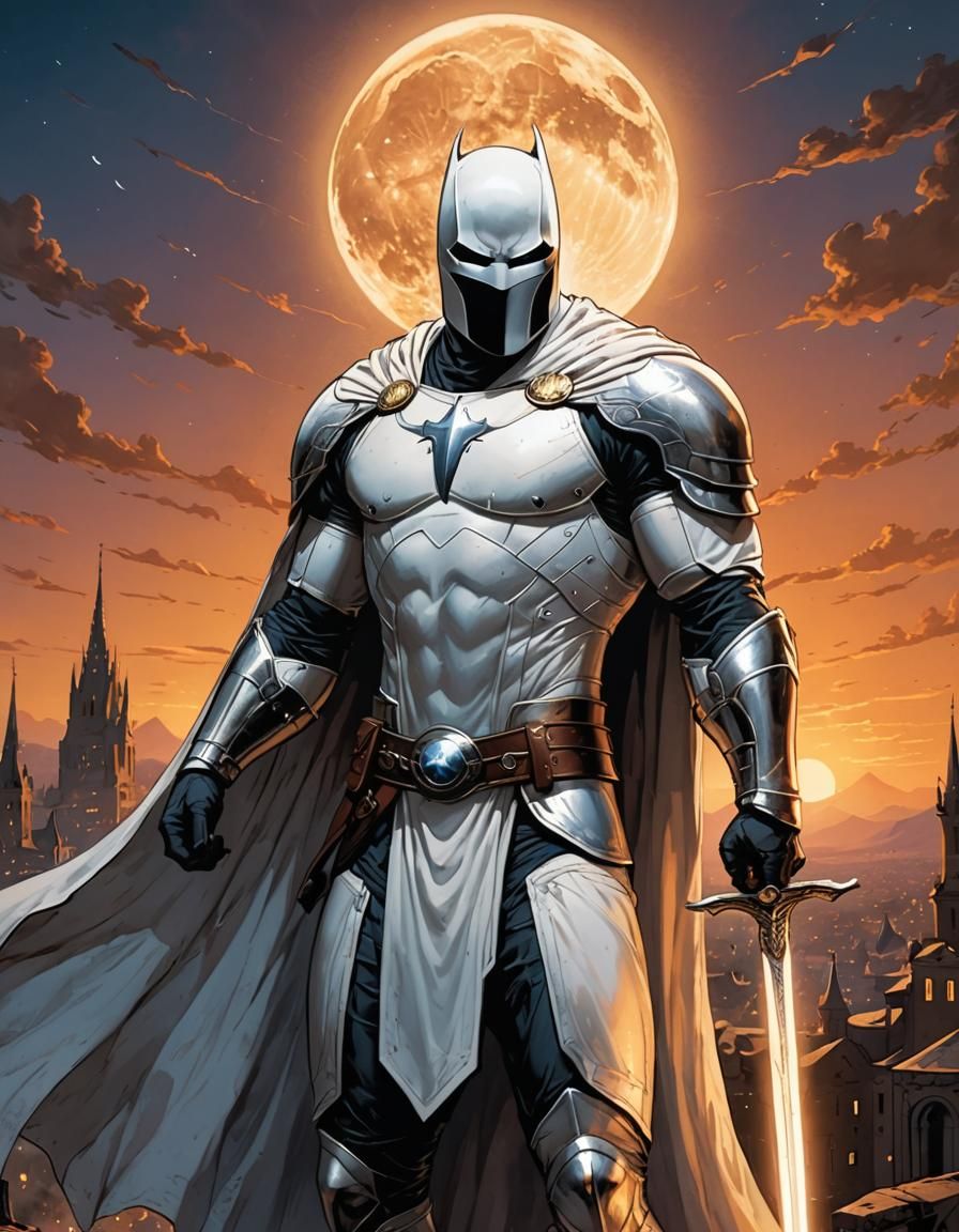 Moon Knight Wielding Sword in Setting Moon Glow