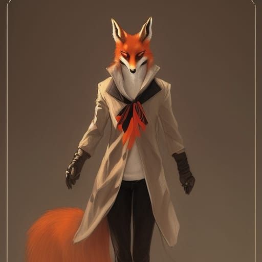 Sinister Anthro Kitsune Fox in Greg Rutkowski Style