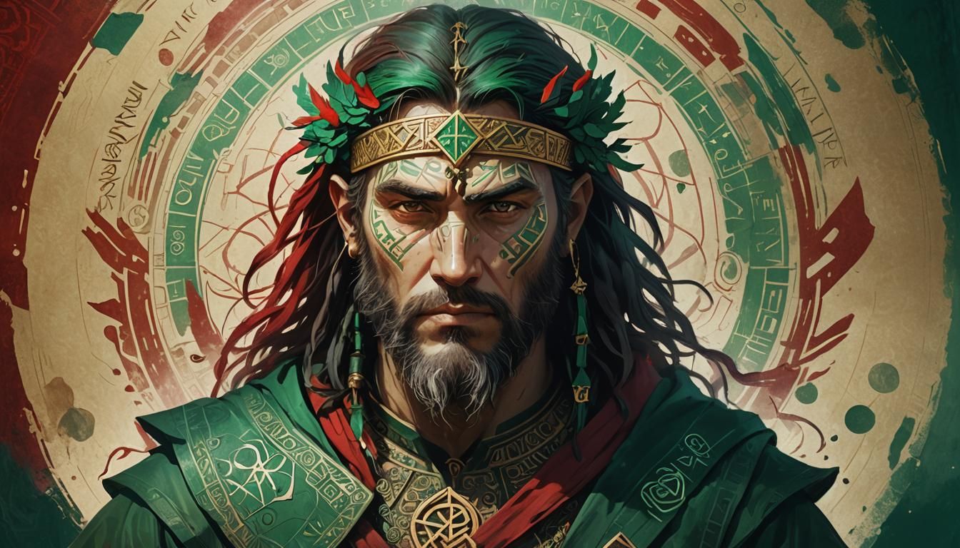 Mystical Man with Runes: Fantasy Concept Art