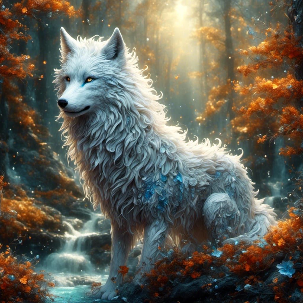 Winged Wolf with Glowing Aura