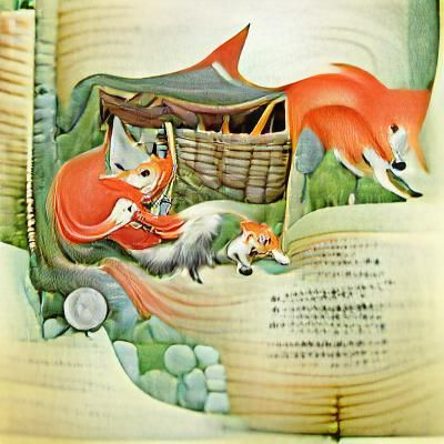 Japanese Fox Storybook Illustration